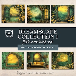 Green & Gold Dreamscape Collection for Junk Journal, Scrapbooking, Decoupage, Special Occasion Cards, Invitations – Instant Download