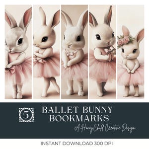 Ballet Bunny Bookmarks, Vintage Junk Journal Ephemera, Scrapbooking, Easter gift, Printable Bookmarks, , Vintage Ephemera