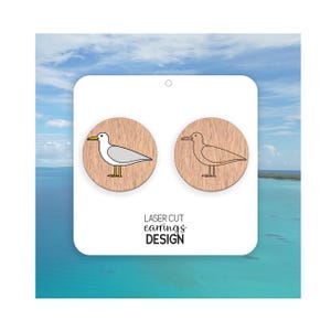 Pendientes de gaviota (Svg) / Pendientes grabados (Svg) / Joyería cortada a láser / Archivo digital