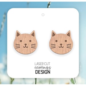 Cat Stud Earrings Svg  | Cat Earrings Laser Cut | Digital File
