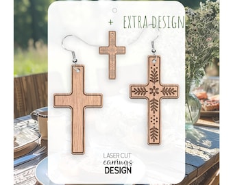 Orecchini a croce di Pasqua Svg / Orecchini incisi Svg / Gioielli tagliati al laser / File digitale