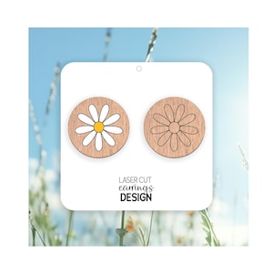 Daisy Flower Stud Earrings Svg  | Engraved Earring Svg | Jewelry Laser Cut | Digital File