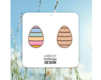 Orecchini a bottone a forma di uovo di Pasqua in formato SVG / Orecchini incisi in formato SVG / Gioielli tagliati al laser / File digitale