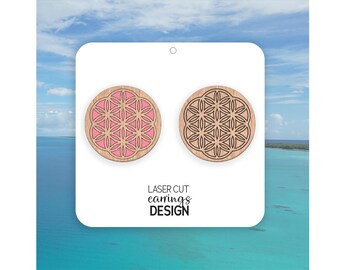 Flower Of Life Stud Earrings Svg  | Laser Cut Design | Digital Files