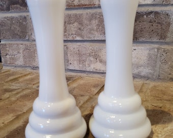 Vasi vintage Randall in vetro bianco latte