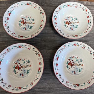Set of 4 Farberware White Christmas 1995 Soup Bowls