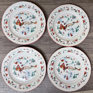 Farberware White Christmas 1995 #391  Salad or Dessert Plates 7 1/2” Set of 4