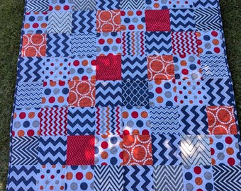 Prickar och vinklar Blå Orange & Röd Älskande Babyfilt