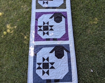 Wooly Stars Sheep Flannel Table Runner/Wall Hanging