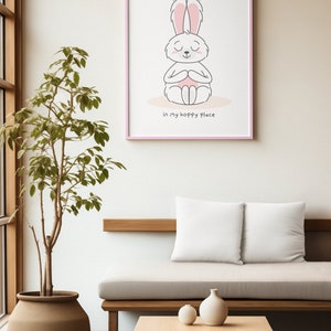 In My Hoppy Place Cute Easter Bunny Digital Art Print, Mindfulness Wall Decor, Printable Illustration, Home & Apparel Download Cricut SVG image 2