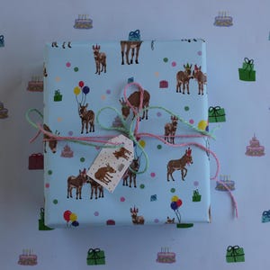 Burro de aniversário - Chá de bebê, Embrulho para presente de vida selvagem ocidental, Aniversário, Dia das Mães, Dia dos Namorados