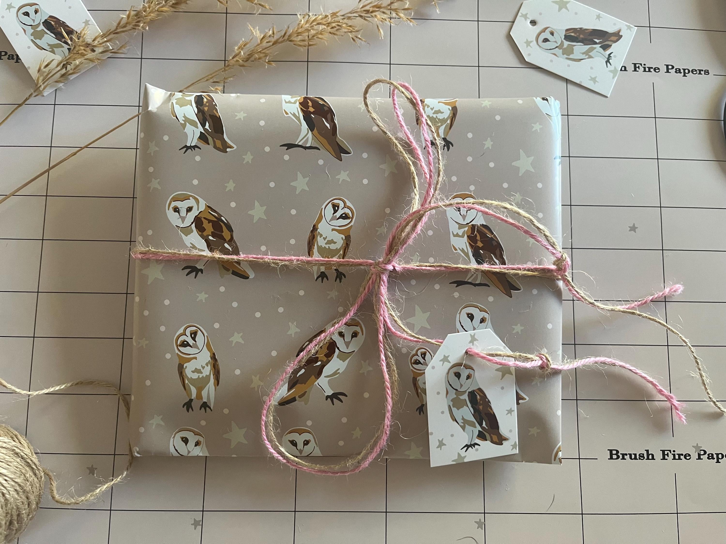 Barn Owl Wrapping Paper: Wildlife Gift Wrap with Tag