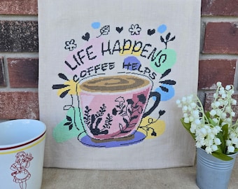 Coffee Helps Cross Stitch Pattern, PDF only