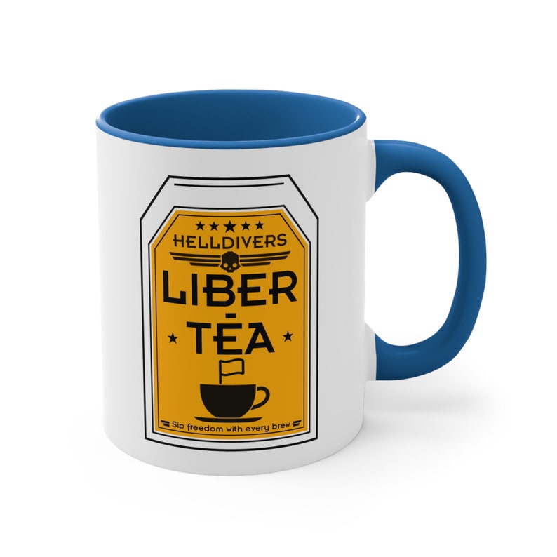 Helldivers 2 Liber-Tea Accent Coffee Mug, 11oz Funny White Joke Cup Mugs Gift For Him Her Gamer Birthday Fun Liberty Libertea Comedy Humor zdjęcie 2