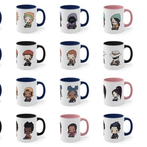 Valorant Cute Agents Coffee Mug Cups , 11oz Jett Reyna Omen Breach Brimstone Chamber Cypher Fade Gekko Kayo Raze Reyna Skye Phoenix Adorable