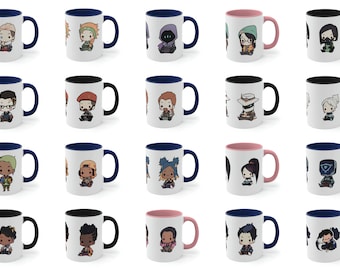 Tazas de café Valorant Cute Agents, 11 oz Jett Reyna Omen Breach Brimstone Chamber Cypher Fade Gekko Kayo Raze Reyna Skye Phoenix Adorable