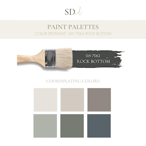 Moody Organic Neutral Paint Palette Guide, Coordinating Colors for Sherwin-Williams Rock Bottom, Interior Design Color Scheme
