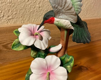 Vintage Gallery Originals Hummingbird and Flowers Porcelain Figurine