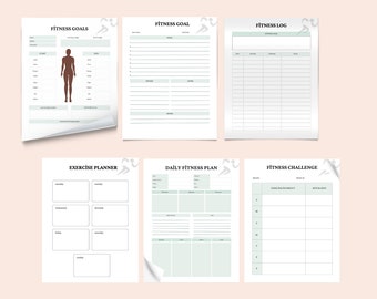 Fitness Journey Planner, Digital PDF for Bujo, Bullet, Journal, Spreads, pages, tracker, spread, journaling, log, planner