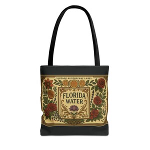 Vintage Florida Water Apothecary Tote Bag -Botanical Canvas Market Tote