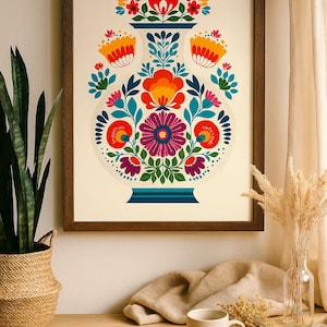 Mexican Folk Art Posters, Vertical Wall Decor, Matte Print, Vibrant Wall Art, Home Decor Print, Mexican Art Print