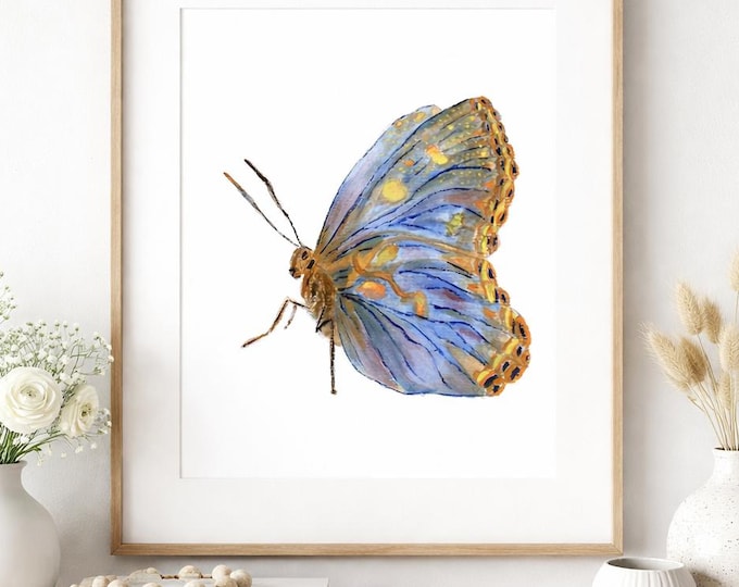 Featured listing image: Monarch Butterfly Wall Art Print: Hand-Painted Acrylic Illustration, Instant Digital Download