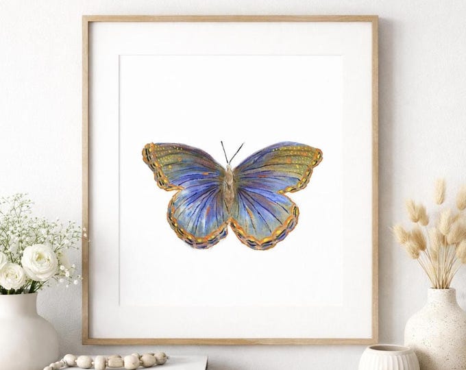 Featured listing image: Butterfly Wall Art Print: Hand-Painted Acrylic Illustration, Instant Digital Download