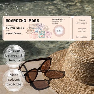Carte d'embarquement à gratter | Carte d'embarquement pour la loterie | Billet d'avion pour une destination surprise