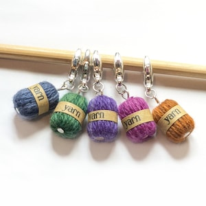 5 handmade stitch markers knitting yarn/wool ball kawaii mini