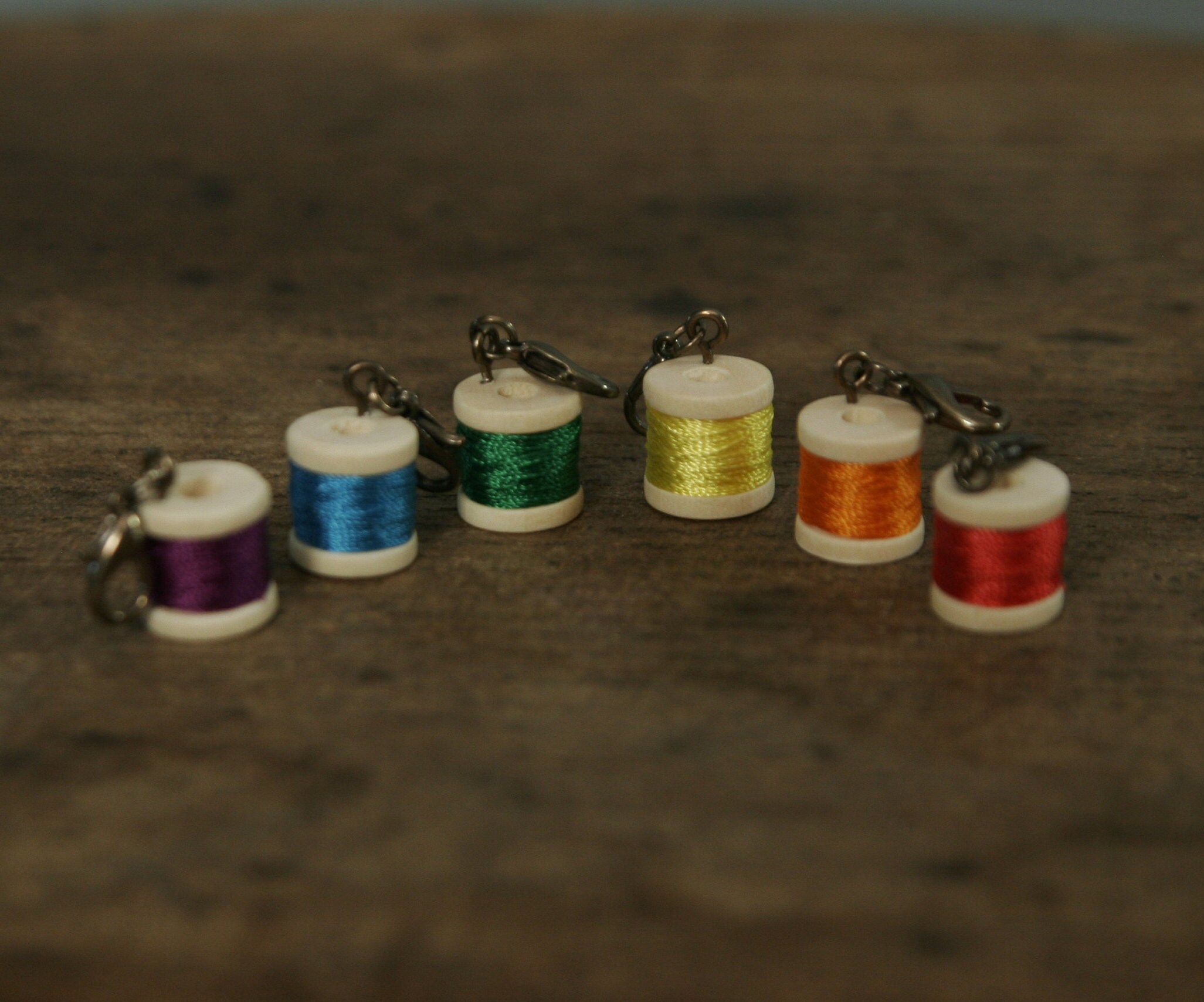 6 mini bobbin stitch markers lobster clasp rainbow Etsy