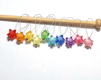 10 handmade stitch markers kawaii rainbow acrylic puffy star beads