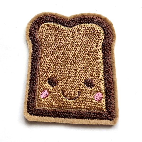 Toast with a face Kawaii embroidered iron on patch