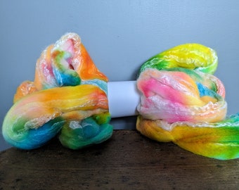 Hand dyed merino/bamboo wool roving 100g various colours