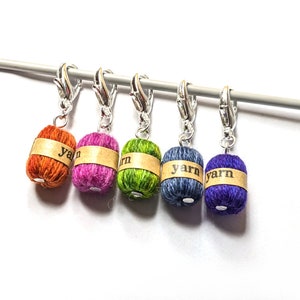 5 handmade stitch markers knitting yarn/wool ball kawaii mini