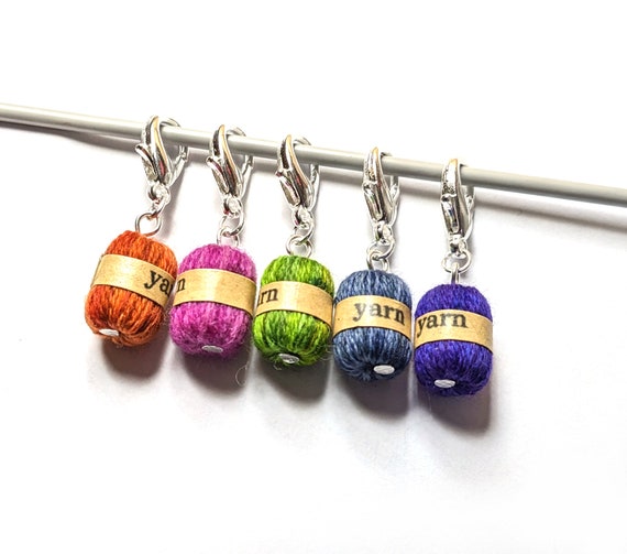 5 Handmade Stitch Markers Knitting Yarn/wool Ball Kawaii Mini 