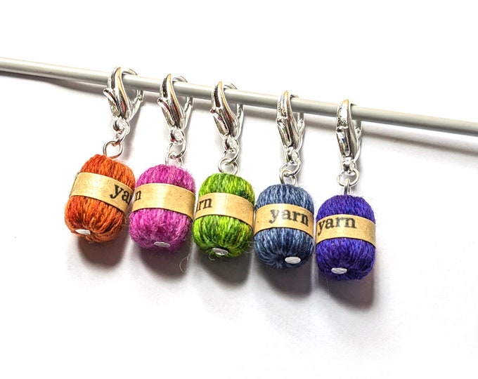 5 handmade stitch markers knitting yarn/wool ball kawaii mini