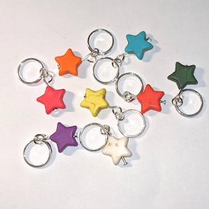 8 handmade stitch markers rainbow stars turquoise beads