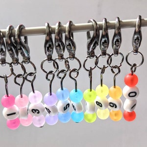 10 handmade stitch markers rainbow number beads
