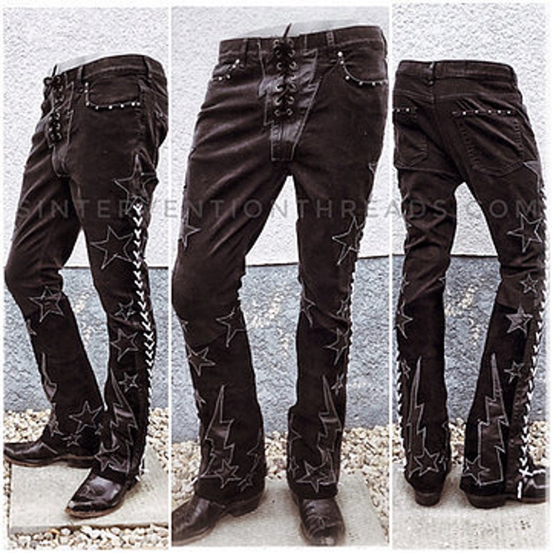 Custom Order BLACKSTAR Stage Pants Streetwear With Leather and - Etsy