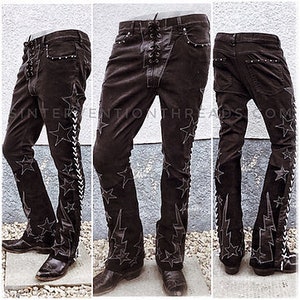 Custom order BLACKSTAR Stage Pants Streetwear with leather and suede lace-up Rockwear Stagewear