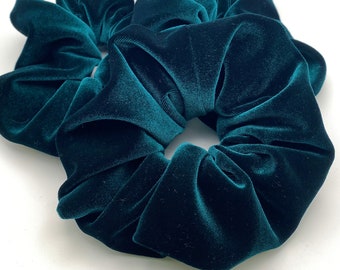 Luxury Teal Green Velvet Hair Scrunchie Large - NZ Made