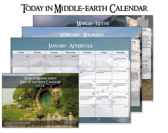 Calendario de hoy en la Tierra Media 2026 (PDF digital para imprimir); Calendario de El Señor de los Anillos y El Hobbit