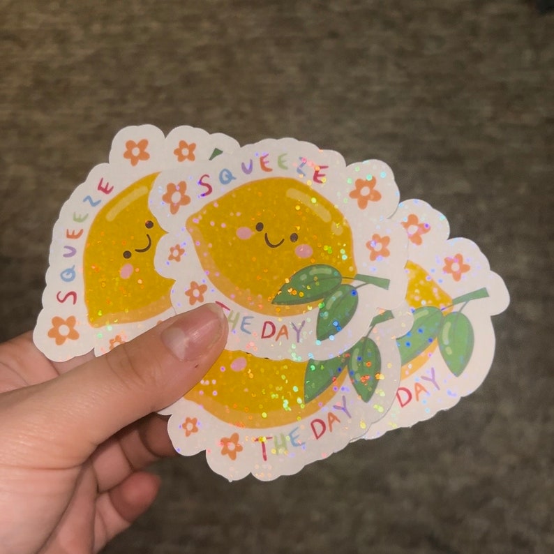 Lemon Sticker // Holographic Sticker // Water Resistant // Cute Punny ...