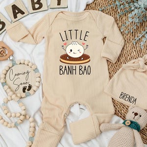 Little Banh Bao Baby Bodysuit, Cute Dumpling Baby Outfit, Personalized Food Baby Gift, Adorable Dimsum Clothes for Newborn, Baby Shower Gift