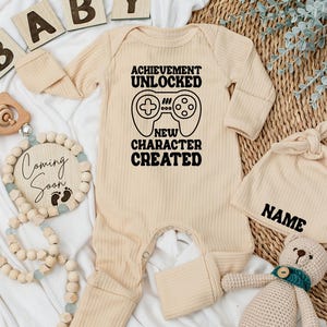 Achievement Unlocked Baby Bodysuit, New Character Created Gaming Newborn Outfit, Retro Video Game Baby Reveal, Cute Gamer Baby Gift