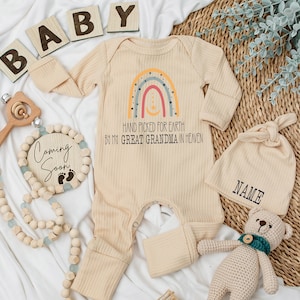 Hand picked for earth by my great grandpa Grandma in heaven Baby Bodysuit, Set Baby Clothes prefect baby shower gift, Pregnancy Announcement