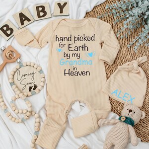 Hand picked for earth by my great grandpa Grandma in heaven Baby Bodysuit, Set Baby Clothes prefect baby shower gift, Pregnancy Announcement