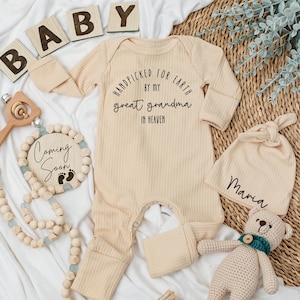 Hand picked for earth by my great grandpa Grandma in heaven Baby Bodysuit, Set Baby Clothes prefect baby shower gift, Pregnancy Announcement