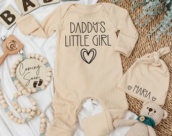 Daddy's Little Girl Baby Bodysuit, Set Baby Clothes prefect baby shower gift, Pregnancy Announcement, Minimalist, Cute Father's Day outfit