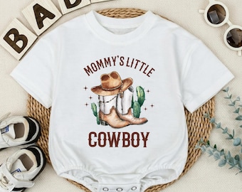 Mommy’s Little Cowboy Baby Romper, Western Country Baby Boy Outfit, Newborn Cowboy Hat and Boots Clothes, Rodeo Baby Shower Gift for Boys